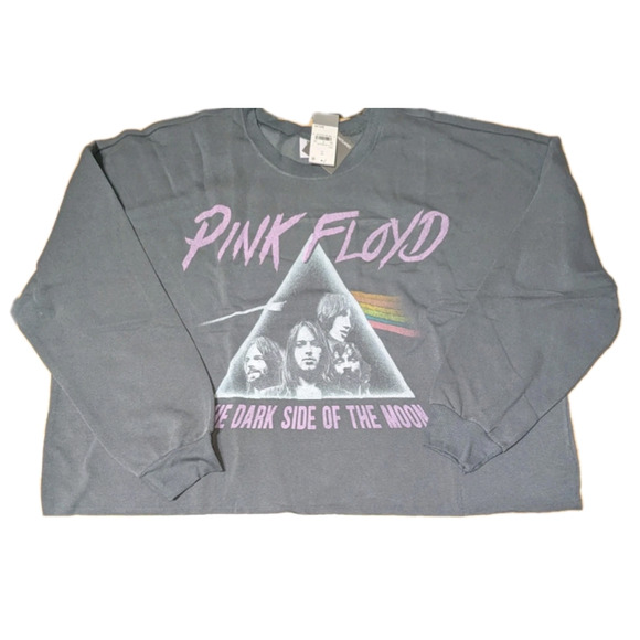 Pink Floyd Sweatshirt Womens 2XL Gray Dark Side of the Moon Fleece Cropped - Picture 5 of 9